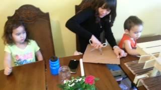 Family builds a 6 room bird house from recyclable materials.