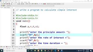 Write a C program to calculate simple interest||