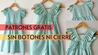 Costura de vestido para niñas SIN CIERRE NI BOTONES | patrones gratis