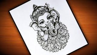 Pencil drawing of Baal Ganesha / Baal Ganesha drawing with mandala art easy @VennilaYLCreations