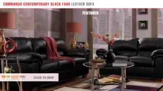 Commando Contemporary Black Faux Leather Sofa by Signature Design by Ashley