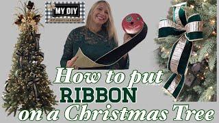 HOW TO PUT RIBBON ON CHRISTMAS TREE | ELEGANT CHRISTMAS TREE | EASY RIBBON TUTORIAL | EMERALD GREEN