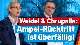 Pressekonferenz der AfD-Vorsitzenden Alice Weidel und Tino Chrupalla - AfD-Fraktions-TV! 