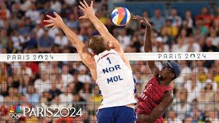 Norway dominates Qatar to win men's beach volleyball bronze medal | Paris Olympics | NBC Sports