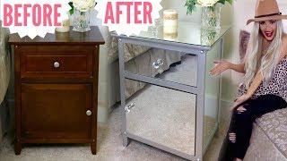 DIY Mirrored Nightstands Hack | Mirrored Furniture Makeover For Cheap // Lindsay Ann