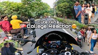 Cute Girl Reaction on Kawasaki Zx10r | Bunny Helmet Cover | College Reaction #z900 #kawasaki #cute