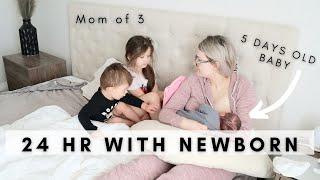 24 Hours With Newborn Baby | 5 Day Old Newborn + Exclusively Breastfeeding