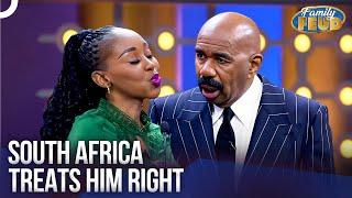 Steve Harvey Gets a VERY Warm Welcome! | Family Feud Classics