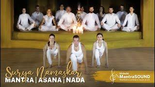 12 rounds of Surya Namaskar with mantra lyrics, chant & yoga music |  Sun Salutation