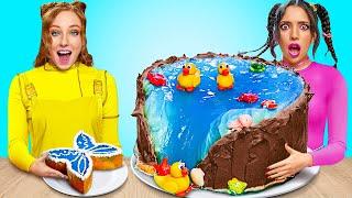 NEW 123 GO! Big vs Small Cake Decorating Challenge! Funny Ingredients Roulette