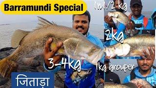 Barramundi (Jitada) | पकडले नुसत्ते जिताडी मासे | Kasha Dev best fishing spot near mumbai Droneshots