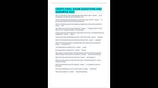 CBSPD FINAL EXAM QUESTIONS AND ANSWERS 2023