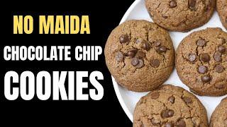 Healthy Khapli Wheat Chocolate Chip Cookies - No Maida - Low Gluten Easy Recipe for Healthy Cookies