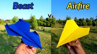 Beast vs Airfire Paper Planes Flying Comparison and Making