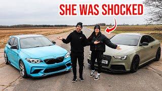 RACING MY GIRLFRIEND IN MY STAGE 3 TUNED BMW M140I