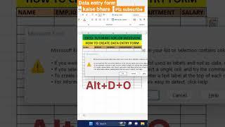 Data entry form in Excel,how to create data entry form, Excel file mai data entry form,#excel #tech