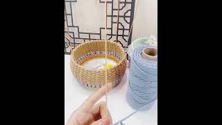 Handmade hemp rope weaving basket tutorial.