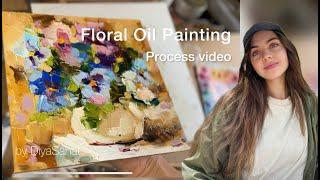 Abstract Floral Painting, Pansies Artwork