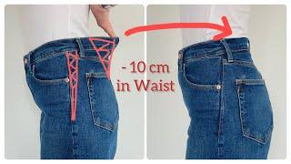 How to TAKE IN Jeans at the Waist? NO NEED Sewing Machine 