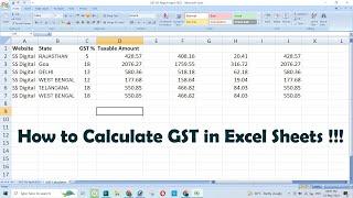 How to Calculate GST in Excel Sheets !!!