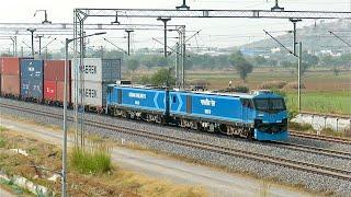 Most Powerful Locomotive of India WAG-12B with Double Stack Containers Trains