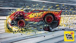 LIGHTNING McQUEEN lost control, skidded and crashed in CARS 3 . Drawing and Coloring | Tim Tim TV
