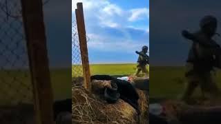 Ukrainian Soldier Firing a Shoulder-Launched Anti-aircraft Missile to a Russian Warcraft