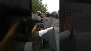 ДЕВОЧКА ЗАЩИЩАЕТ ПРОТЕСТУЮЩИХ ОТ ПОЛИЦИИ