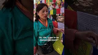 Hanging Buddhist Flags in Bhutan For Luck   #shorts