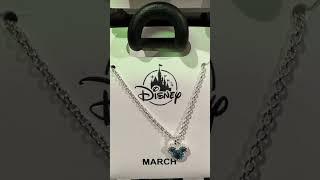 Disney Parks Mickey Mouse March Faux Aquamarine Birthstone Silver Color Necklace New for 2025