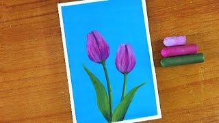 Oil Pastel Tulips Painting for beginners | Oil Pastel Drawing