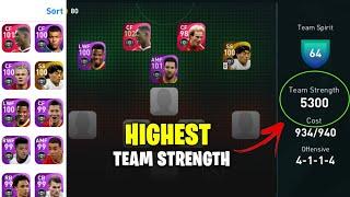 OMG !! THE HIGHEST TEAM STRENGTH IN PES 2021 MOBILE | 5200+ 