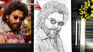 Pushpa 2 Allu Arjun Drawing Outline, Allu Arjun Face Drawing, Step By Step Tutorial With Grid Method