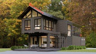 Shipping Container House | Modern 2-storey Container House with spacious garage and backyard