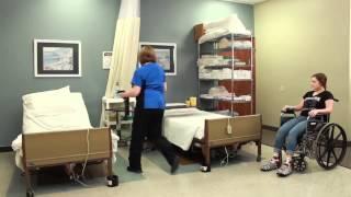 CNA Skill: Ambulation with Gait Belt & Walker to Wheelchair