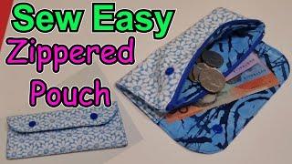 Beginner sewing. How to sew a small zippered wallet perfect for cash, coins or a glasses pouch