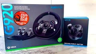 Logitech G920 Racing wheel Unboxing + shifter + Gameplay