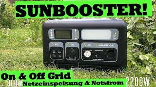 Beste on Grid Powerstation SUNBOOSTER Balkonkraftwerk 800 Watt + Speicher & Notstrom 2200 Watt