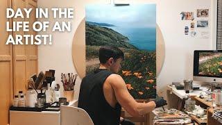 Day in the life of an artist!  ART STUDIO + OIL PAINTING + VARNISHING + FRAMING +GYM + ART SUPPLIES