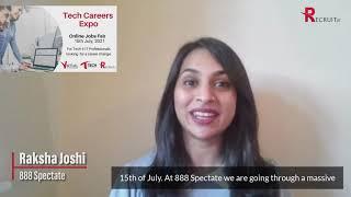 Reminder: Raksha Joshi, Talent Acquisition Partner, 888 Spectate on the Recruit.ie Tech Careers Expo