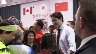 Justin Trudeau stops by table tennis centre near Toronto