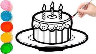Learn to Draw and Color cute Birthday CakeHow to draw a birthday cake easy step by step