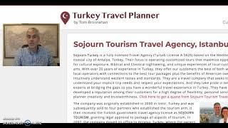 Chris Invites TurkeyTravelPlanner.com Visitors to plan a Turkey Tour with Sojourn Tourism