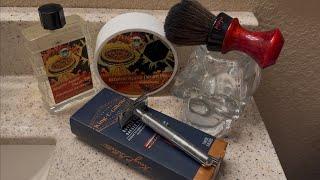 King C. Gillette Razor Revisited. PAA Atomic Apple Pecan Pie Soap & Aftershave, & Mojo Brush