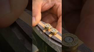 Art of Axe Hanging : Double cross wedge + 9mm Shell casing #craftsmanship #satisfying