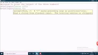 python program to print the largest number of the three numbers