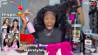 Doing a viral Bow Hairstyle on my natural nappy hair