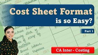 Cost Sheet Format | CA Inter Costing | May, 2022 (Part 1)