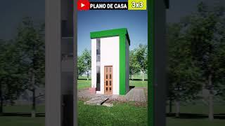  Diseño de CASA 3x3  | 2 Pisos 1 Dormitorio | Projeto da casa 3x3 | Tiny house #Shorts