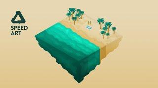 Isometric Beach | Affinity Designer Speed Art